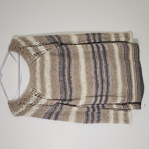 Free People Desert Moon Striped Long Sleeve Loose Ribbon Yarn Knit Sweater S - Picture 7 of 13